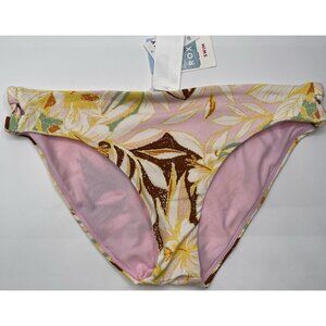 ROXY Bkini Bottoms Womens Size Large Floral Hipster Pink Yellow Green